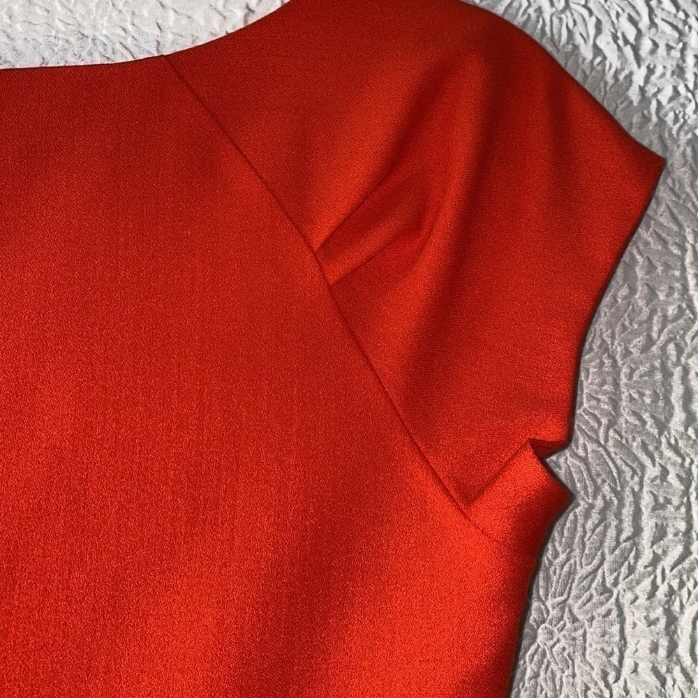J. Crew Coral Cap Sleeve Sheath Pleated Detail Midi Dress - Picture 8 of 13